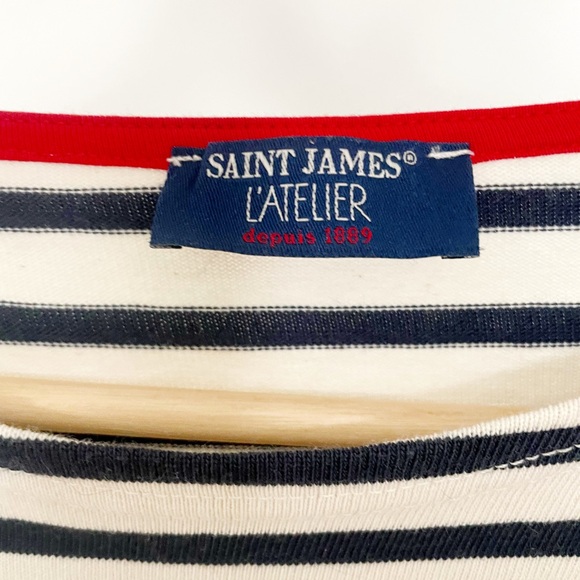 Saint James Atelier Vaujany Stripe Long Sleeve Top with Red Heart Patches - Picture 11 of 14